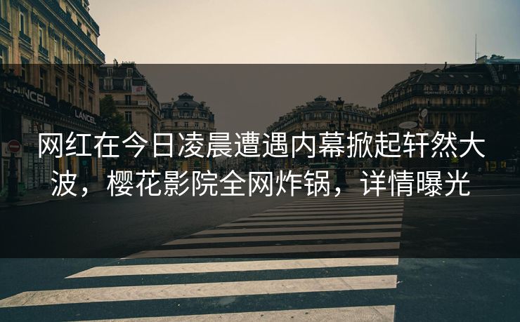 网红在今日凌晨遭遇内幕掀起轩然大波，樱花影院全网炸锅，详情曝光